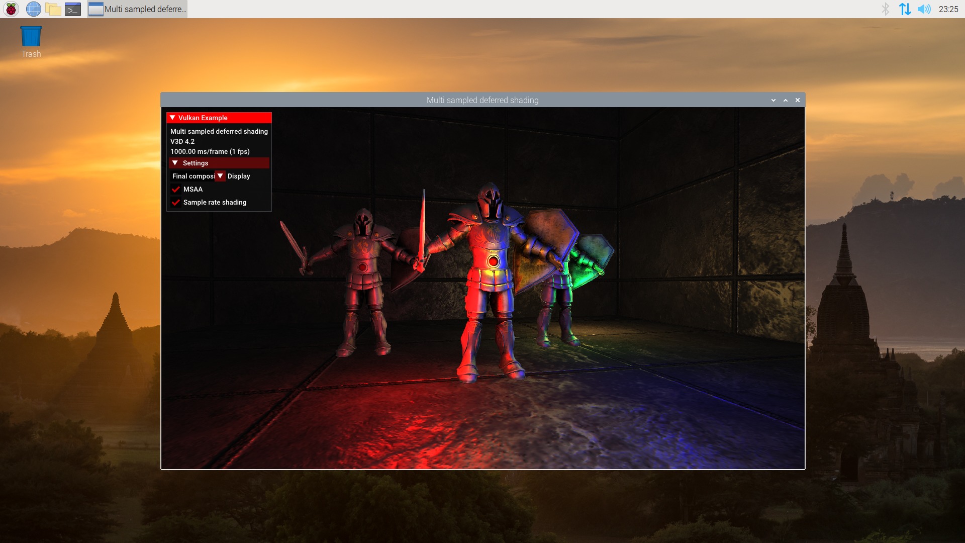 Sascha Willems deferred multisampling demo run on rpi4