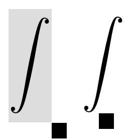Subscript placement on a slanted integral